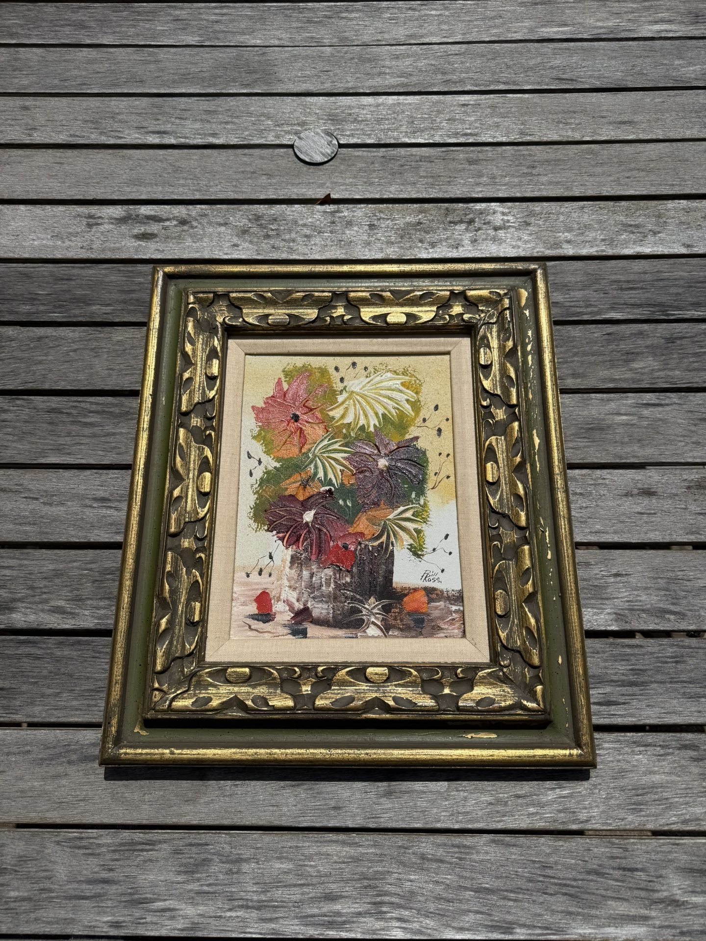 Vintage Bill Rossi Signed Floral Still Life Oil Painting 