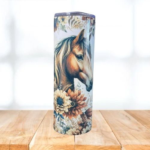 Horse Floral Boho 20oz Tumbler
