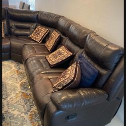 Sectional brown sofa