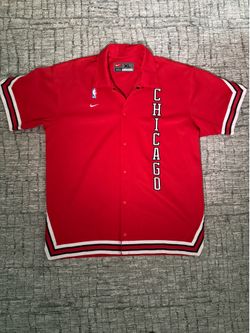 Vintage Nike Team NBA Chicago Bulls Warm Up Shooting Shirt Snap Red Size XL