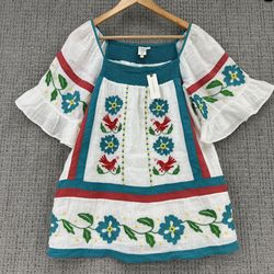 Anthropologie Embroidered Tunic Blouse