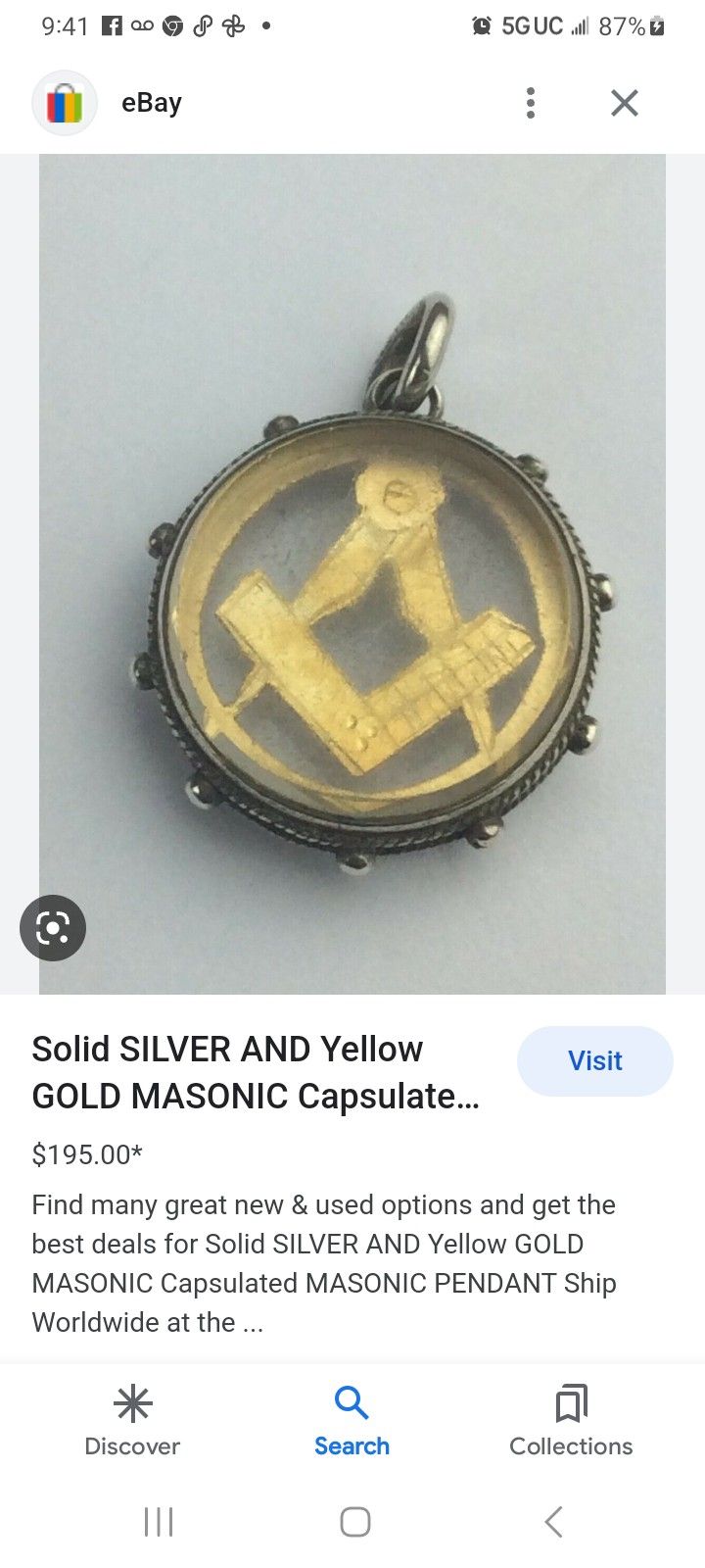 Gold Masonic Medal 14 K