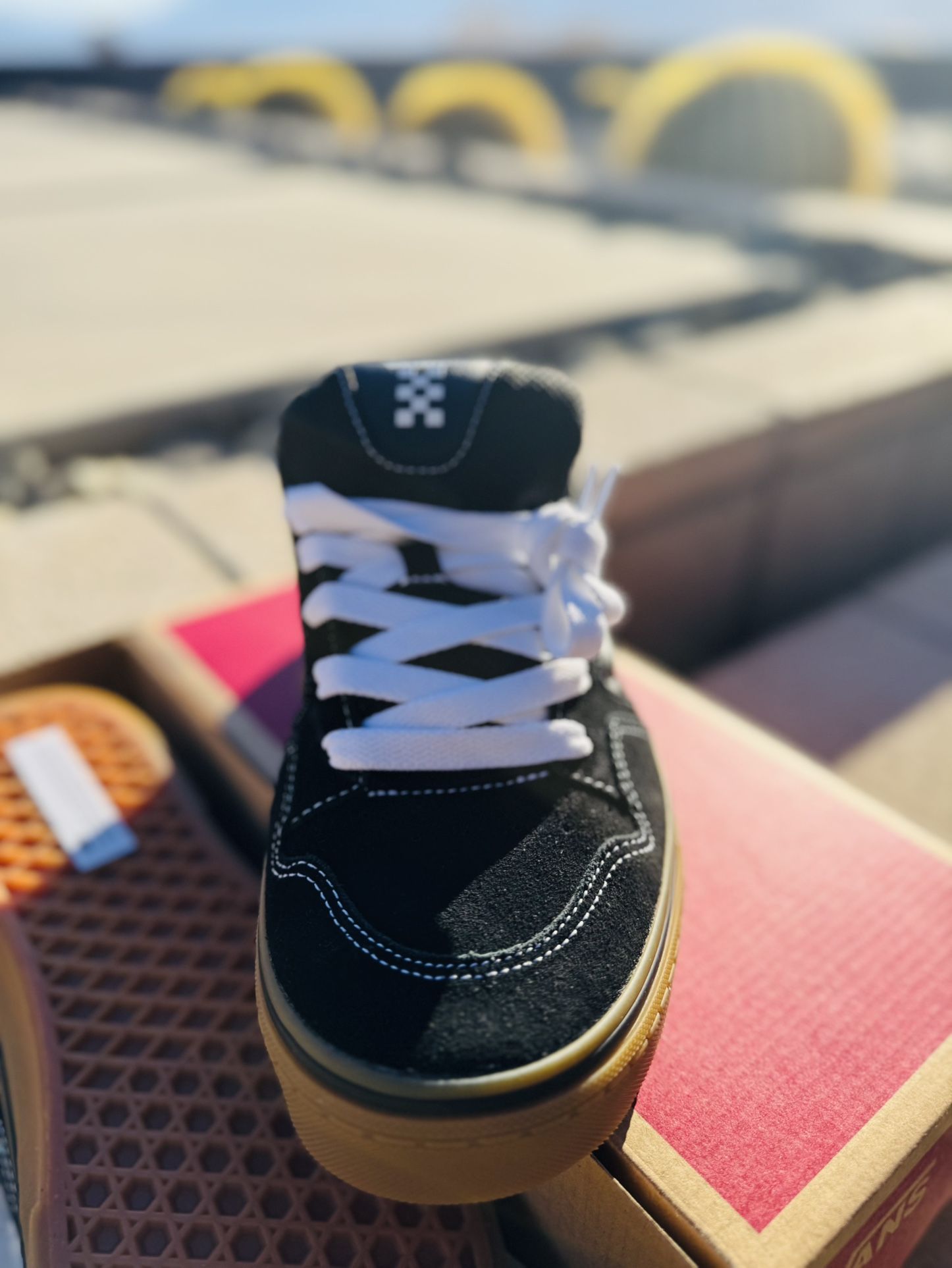 Vans Caldrone Men’s Black/Gum Suede Mesh Skate Shoes 