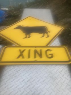 Vintage Cattle crossing sign Thumbnail