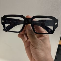 Black Chrome Heart Style Glasses