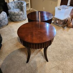 2 Ethan Allen End Tables Solid Cherrywood & Mahogany 
