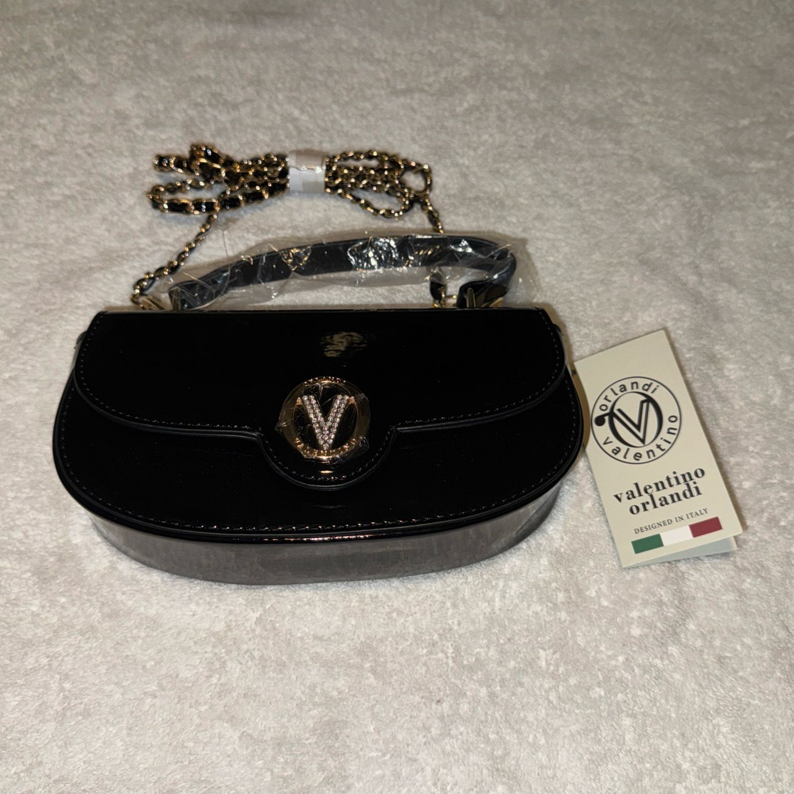 NWT Valentino Orlandi Italy Black Crossbody Purse, Shoulder Bag, Clutch MSRP 210
