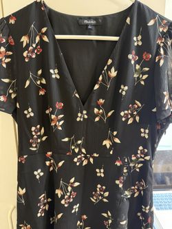 Madewell Black Floral Lightweight Wrap Mini Dress—-Only Worn One Time—Size:6