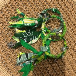 Bangles Trio Green Fabric Bracelet Charms