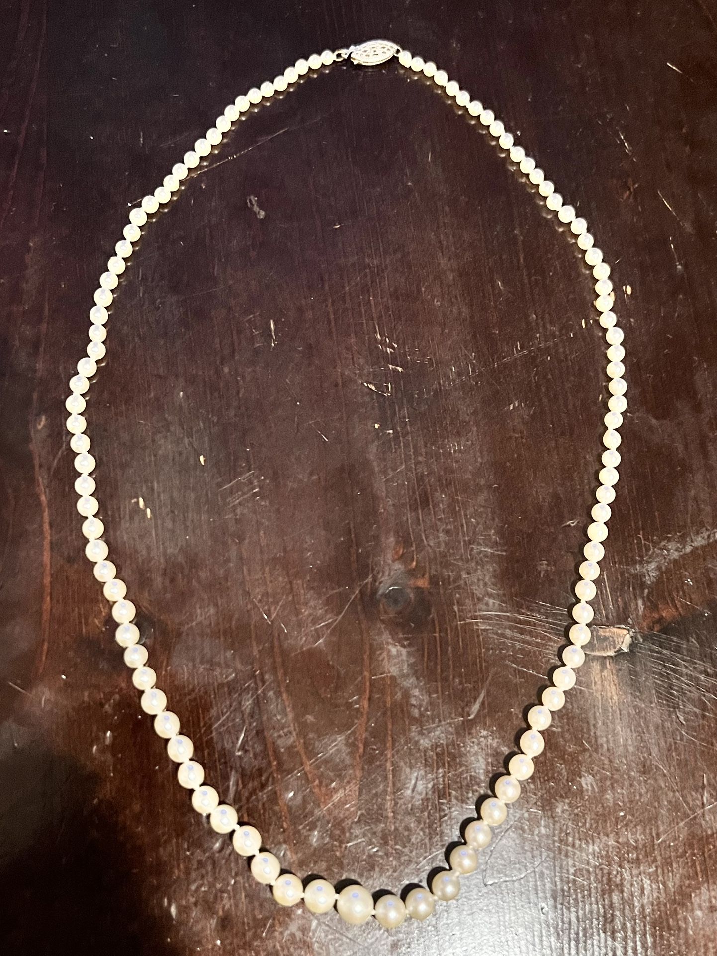 Authentic Graduated Pearl Necklace 20 Inch