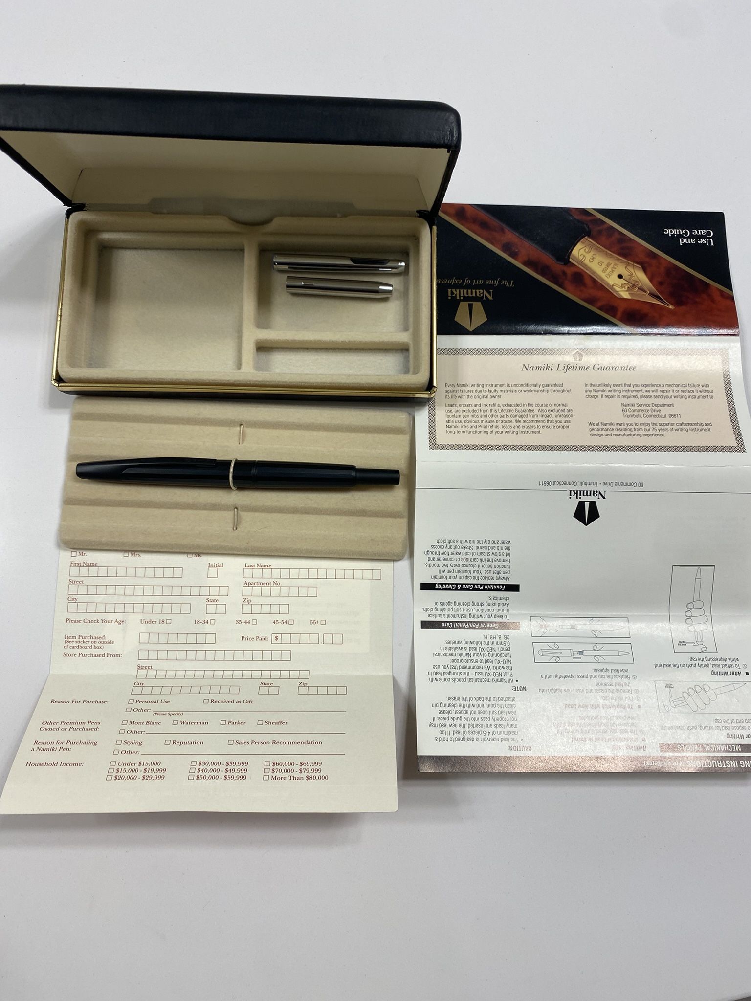 Namiki Retractable Fountain Pen – Matte Black – 14k Gold Nib – With Box
