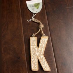 Wood Letter “K" Wall Decor – Carved Floral Rustic Initial