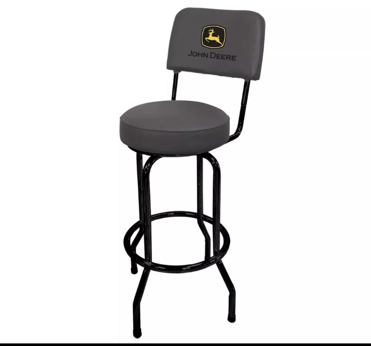 John Deere Swivel Seat Garage Stool with Back