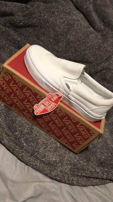 White Slide On Vans 