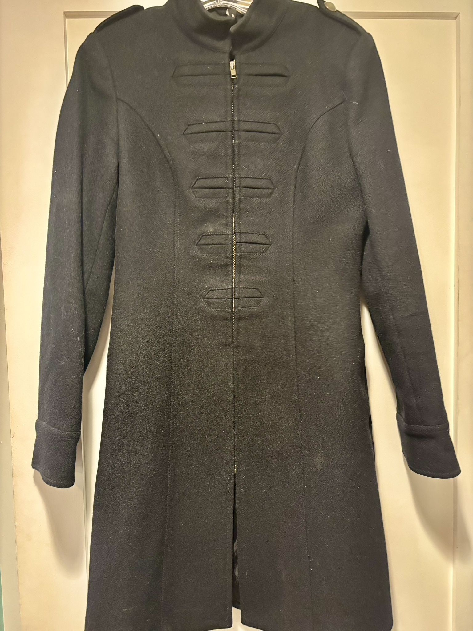 H&M Black Military Style Coat with Tailored Silhouette