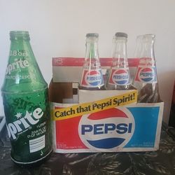 Vintage Soda Bottles Sprite/ Pepsi 