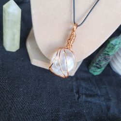 Handmade Copper Wrapped Clear quartz Necklace Crystal necklace