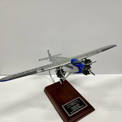 Ford Tri-Motor NC 8407 Airplane Model w/ Wood Base Display Vintage