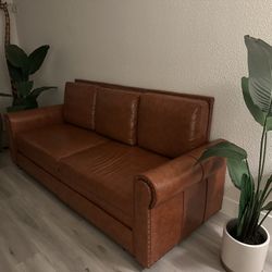 Faux Leather Sleeper Sofa