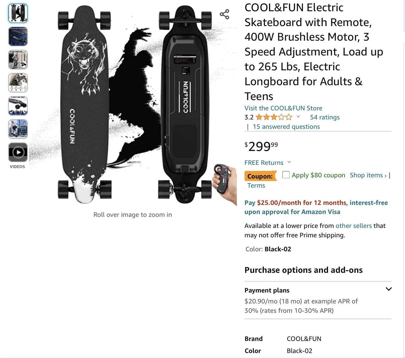 COOL&FUN Electric Skateboard with Remote