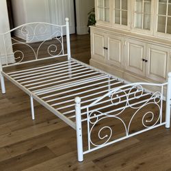 White Metal Twin Bed Frame