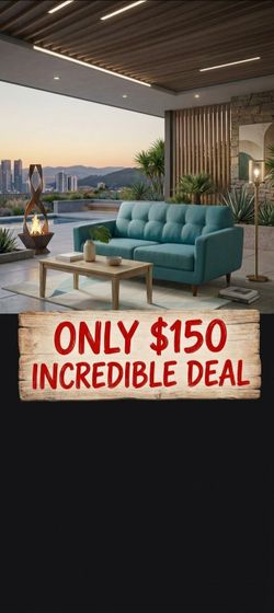 Stylish Teal Blue Couch & Built-in Foldable Bed (Moreno Valley)