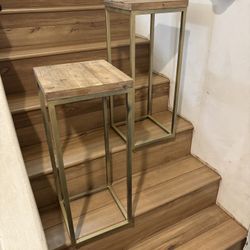 Wooden Metal Frame Side Tables 