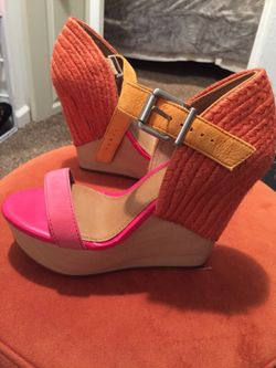 Multi color wedge heels