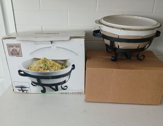 Brand New White Stoneware Casserole & Lid