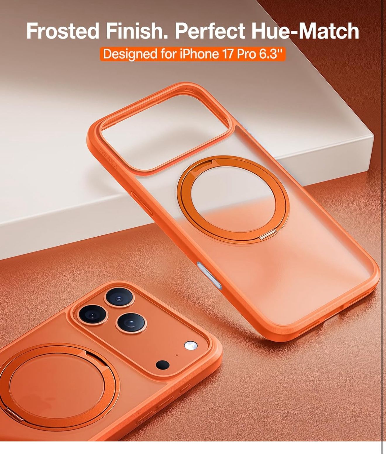 TORRAS Upgrade 360 Magnetic Stand for iPhone 17 PRO Case with Camera Control Button, Fit for MagSafe, Mil-Grade Protection, Slim Soft Edge Translucent