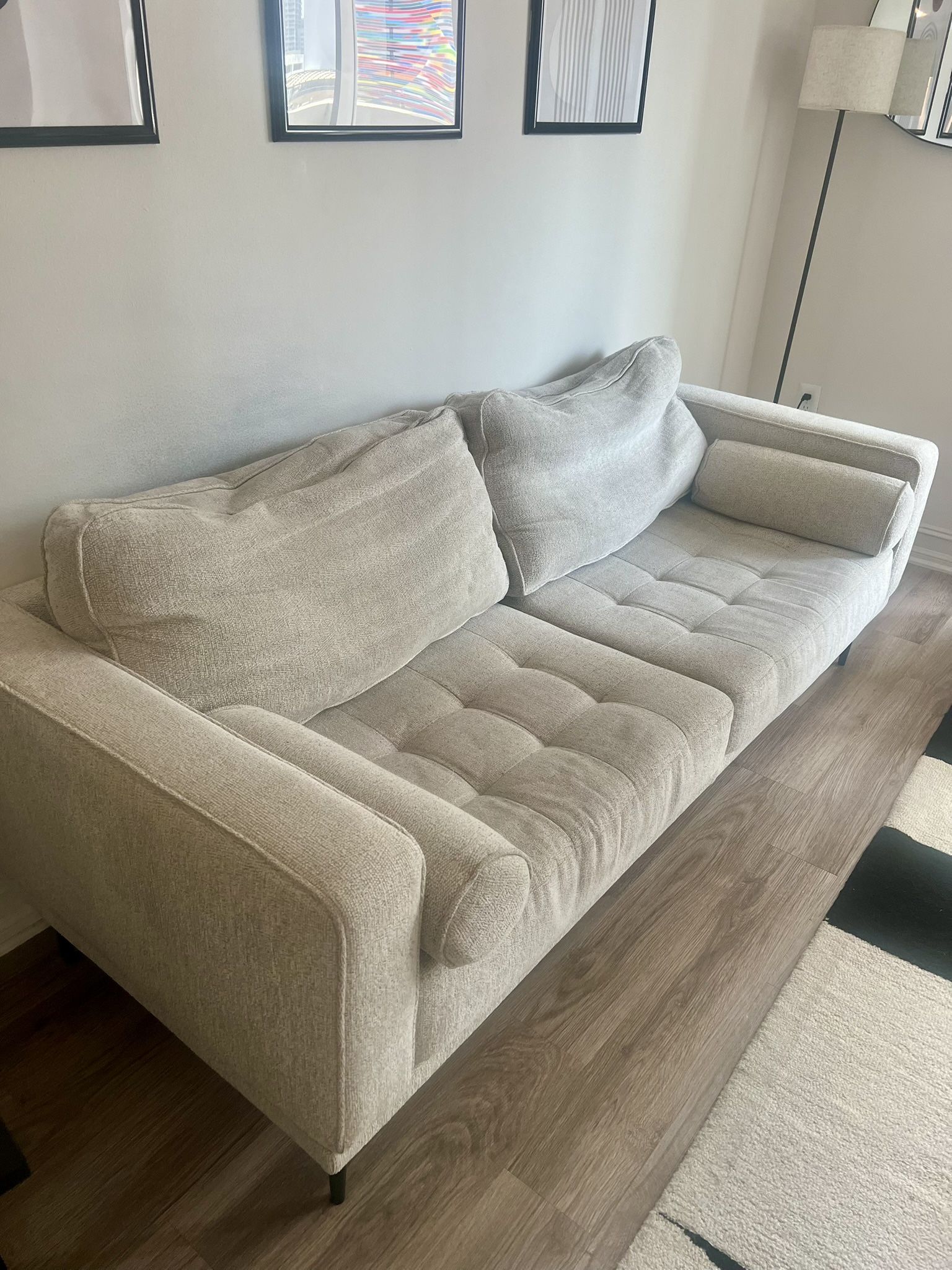 Beige Couch With Leg Rest