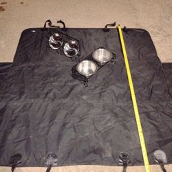 Car Seat Pet Protector And 2 Water And Food Bowls