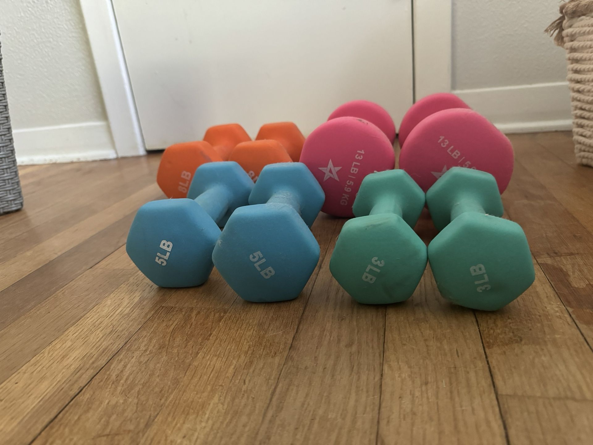 Dumbbells. 3, 5, 8 And 13LB.