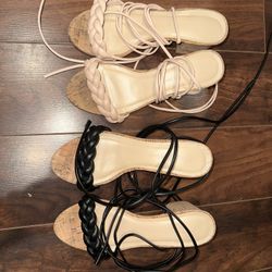 Ankle Tie Wedge Heels 