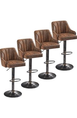 Bar Stools Set of 4, Adjustable Barstools, Counter Height Stools with Back and Arm
