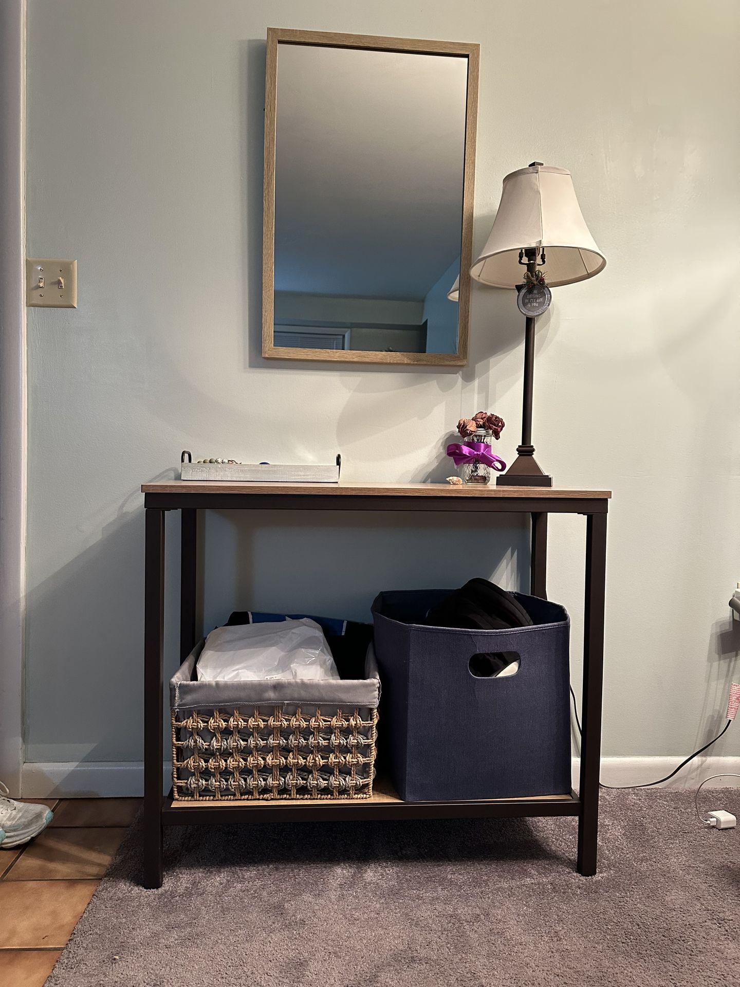 Table w/ Mirror & Lamp – Modern 3 Piece Set, $130 OBO