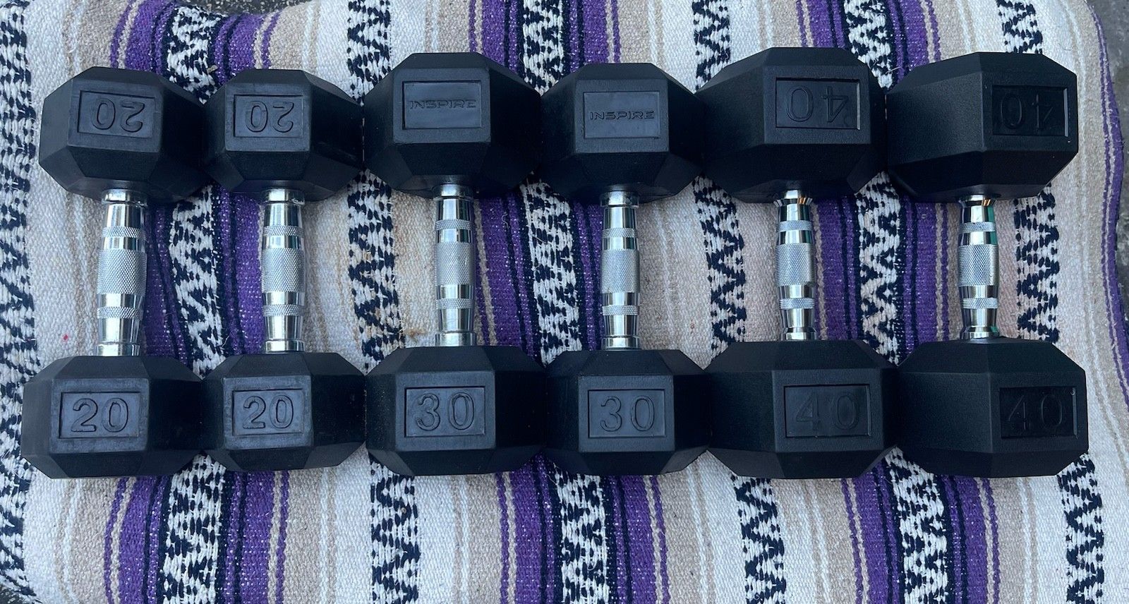 SET  OF  RUBBER  DUMBBELLS  (PAIRS OF)  :  20s  30s  40s 
