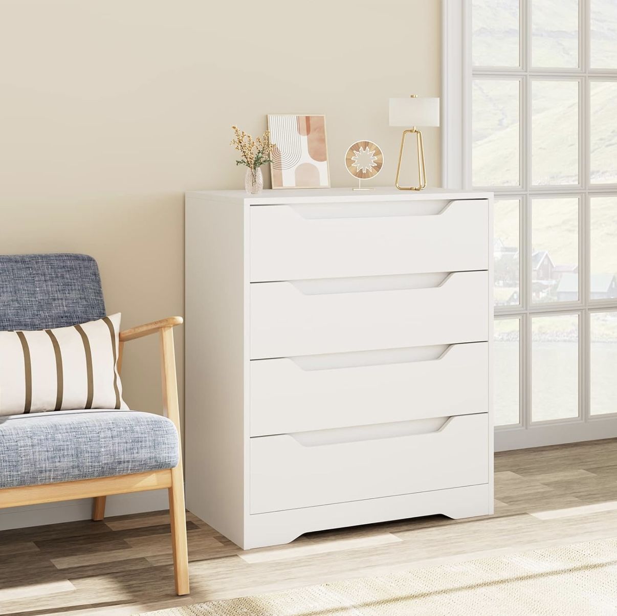 4 Drawer Dresser, White - HOSPB078