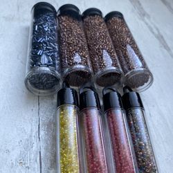 8 Pack Of Seed Beads Metallic & Silver Lined 