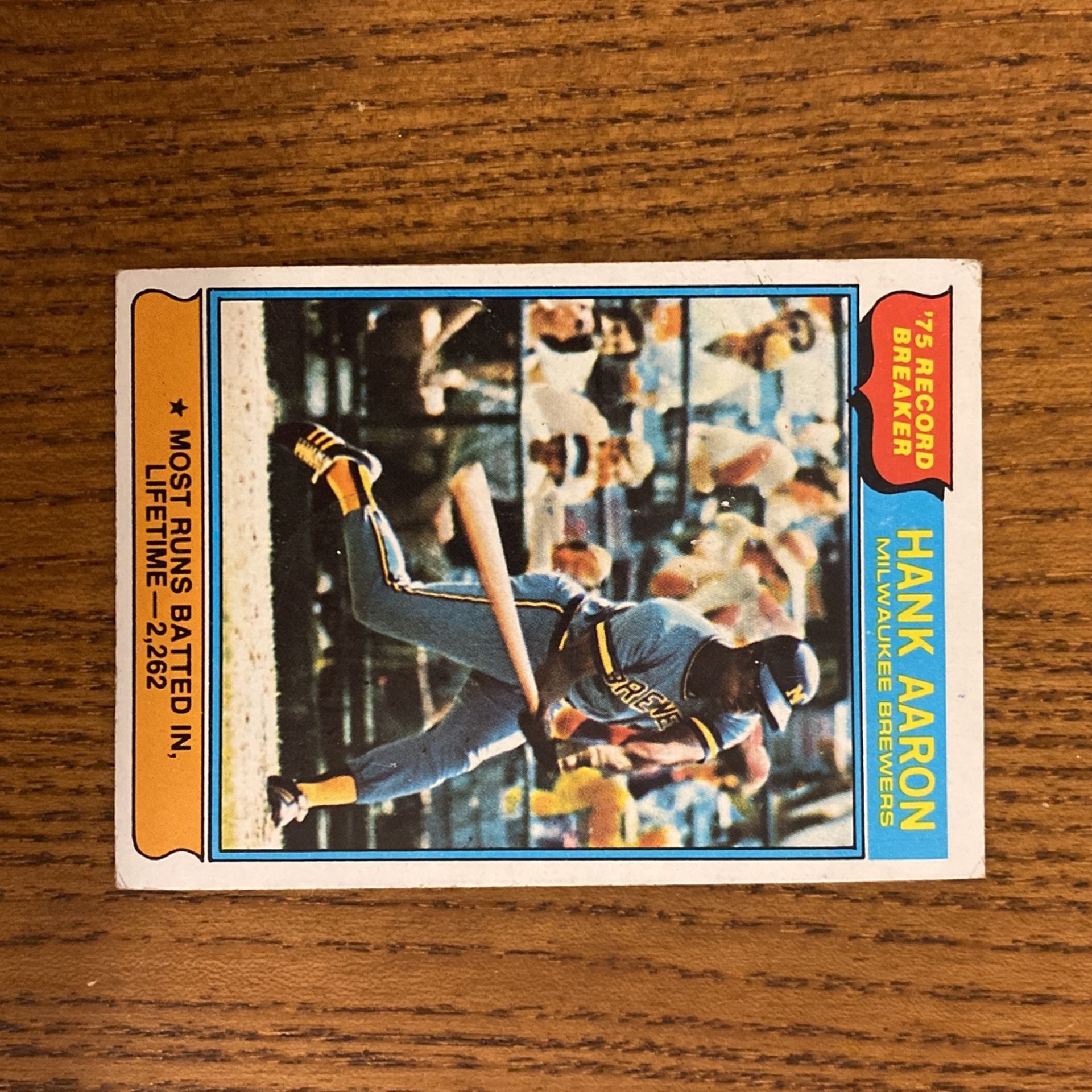 1976 Vintage Hank Aaron Record Breaker Card. HOF !!
