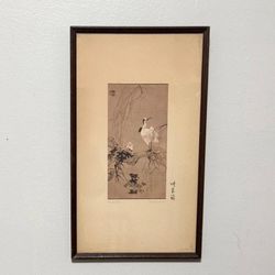 Antique The Heron By Chinese Artist Chang Shu-Chi Framed Wall Art Print