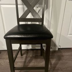 2 Wooden Chairs With Cushioned Seat