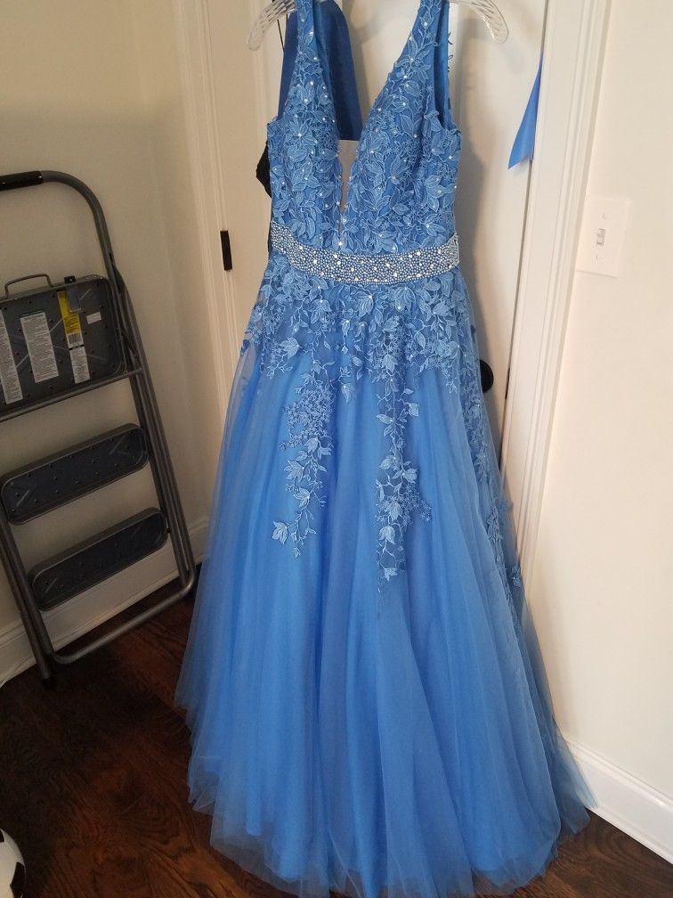 Blue Swarovski Quinceanera Dress