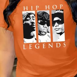 Awesome Hip Hop Legends Graphic Print T Shirt Orange 