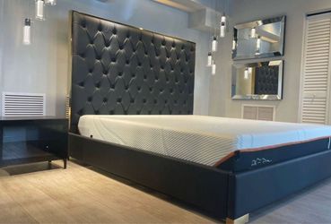 King bed leather black / cama king negra de piel