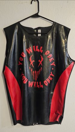Men's Latex Muscle Tee Top Shirt, Goth, Halloween, Fetish.