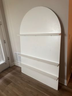 White Arched Wood Display Shelf Unit