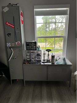 Industrial look metal cabinets