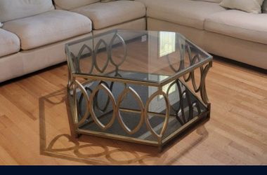Gold Hexagon Glass Table