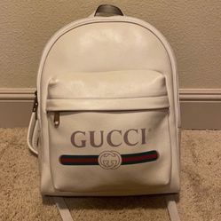 Gucci white leather backpack